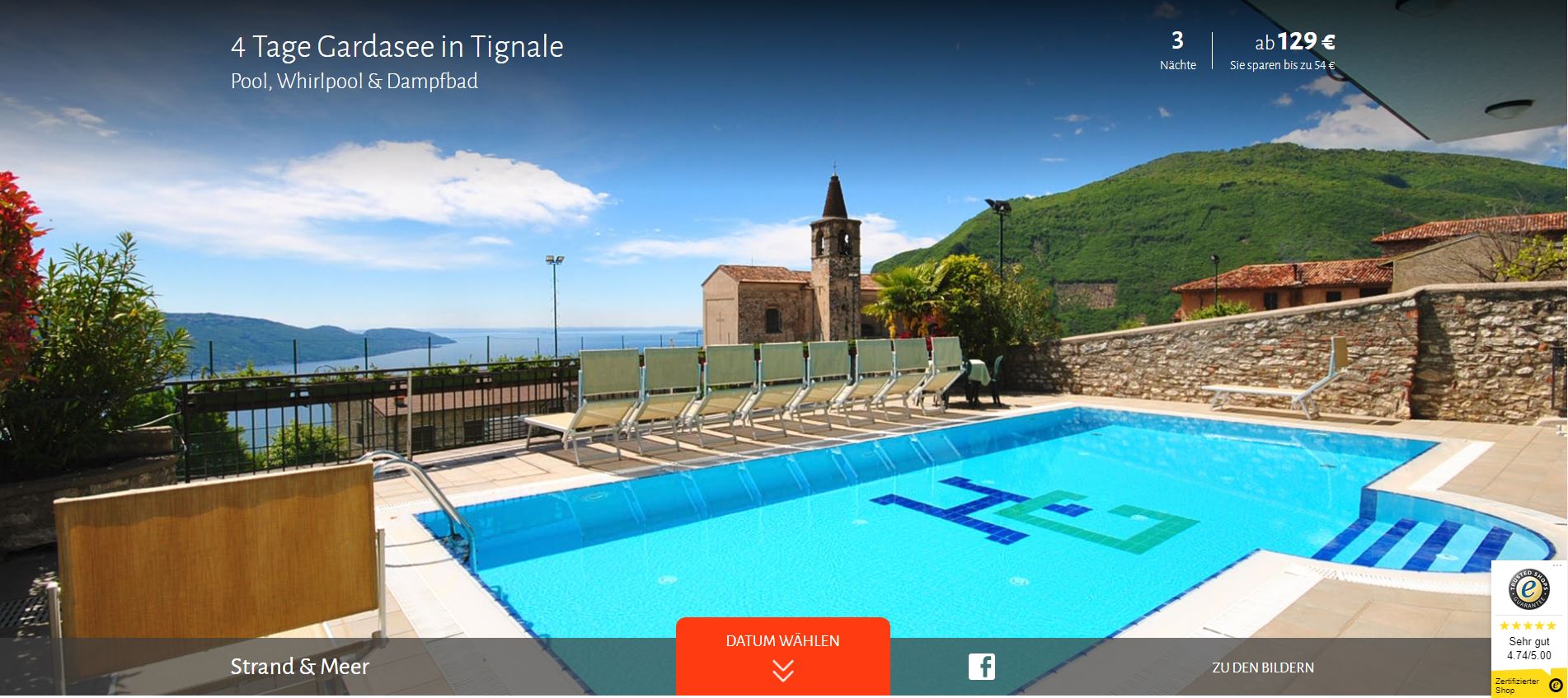 Tignale, ab 99 € &#8211; 4 Tage Tignale / Gardasee im 3* Hotel Gallo Tignale inkl. Halbpension, Weinverkostung &#038; Nutzung des Wellnessbereiches