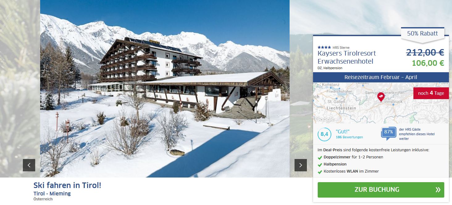 ab 53 € - 2 Tage Kurzurlaub in Tirol (Mieming) im 4* Kaysers Tirolresort Erwachsenenhotel inkl. Halbpension & kostenfreier Nutzung des Wellnessbereichs 12