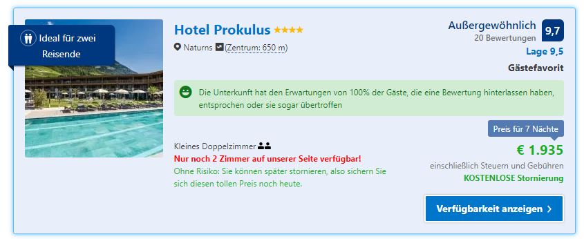 Wellnesshotel Prokulus, ab 1266,50 € &#8211; 7 Tage Wellnessurlaub in Naturns / Südtirol im 4,5* Familien &#038; Wellnesshotel Prokulus inkl. Frühstück, 8.000 m² großen SPA &#038; Kinderbetreuung