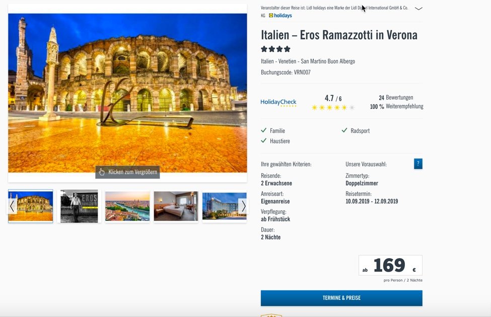 Eros Ramazotti, ab 169 € &#8211; Eros Ramazzotti in Concert in Verona &#8211; 3 Tage Verona im 4 * Best Western Hotel  inkl. Frühstück und Eintrittskarte zum Konzert