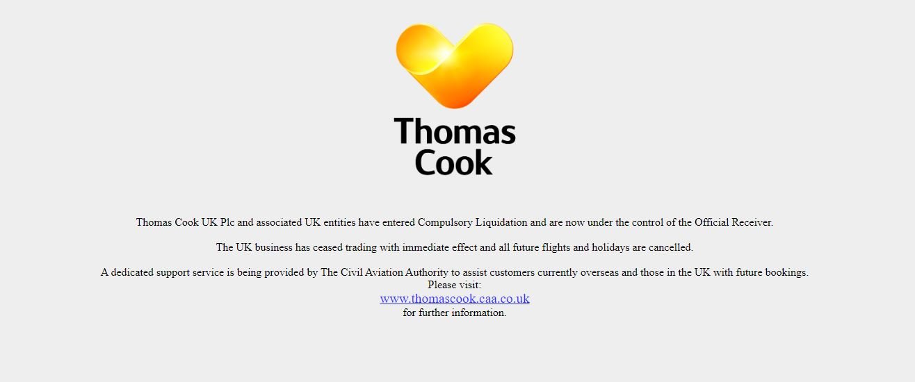 , Insolvenz eingeleitet : Thomas Cook stellt Geschäftsbetrieb ein